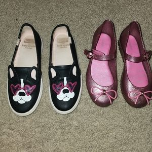Mini Melissa Black Dog Design and Pink Glitter Kids Shoes